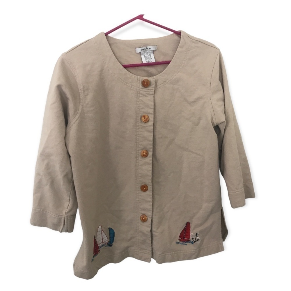 Natalie and me weekend nautical and yacht beige 3/4 sleeve top